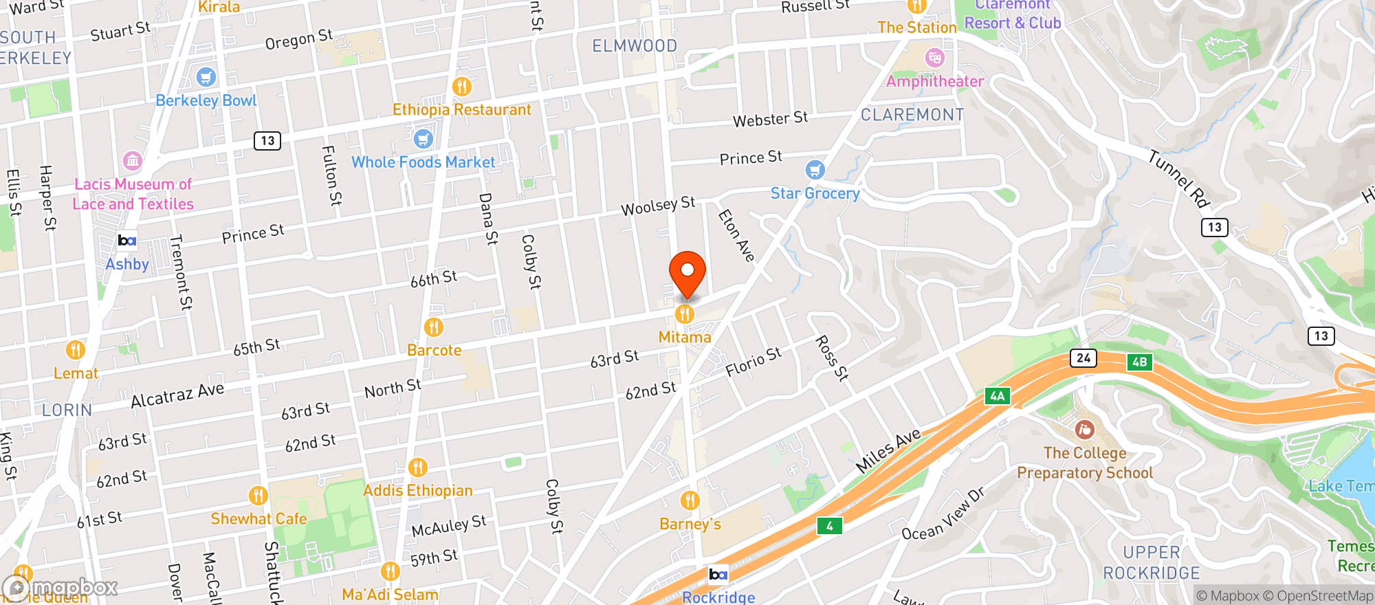 Map showing Cask on College - Berkeley