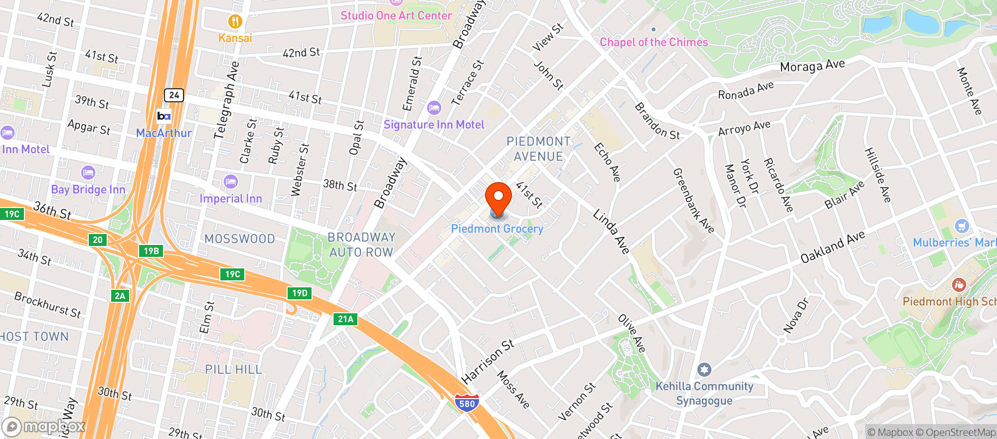 Map showing Piedmont Grocery