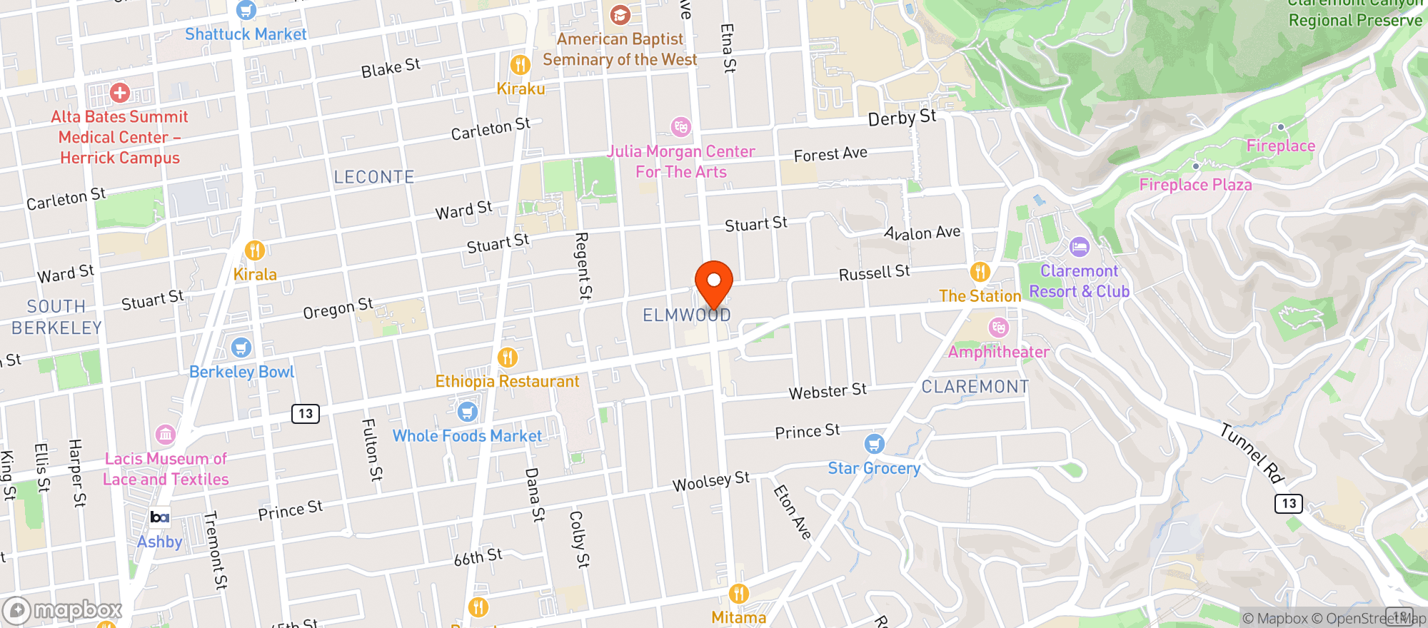 Map showing Vintage Berkeley - College