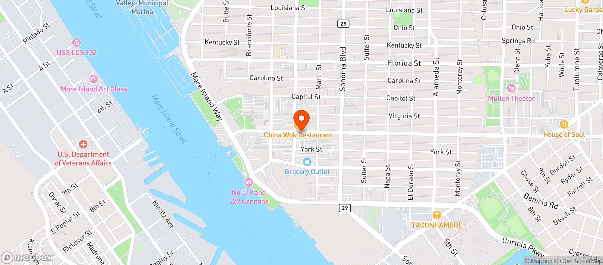 Map showing Bambinos Vallejo