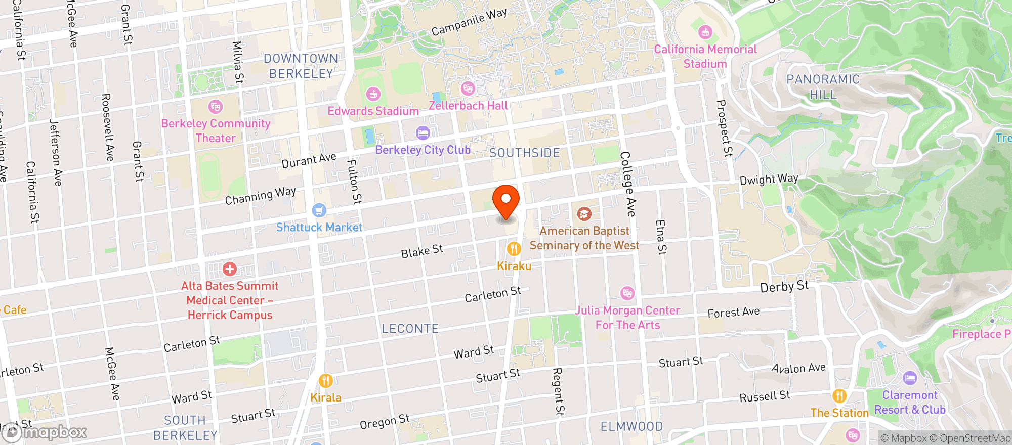 Map showing Berkeley Mini Market