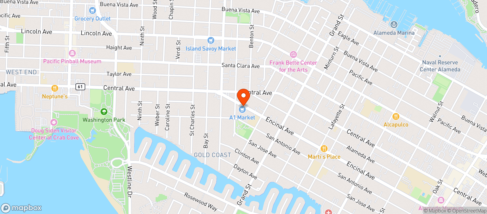 Map showing A 1 Market