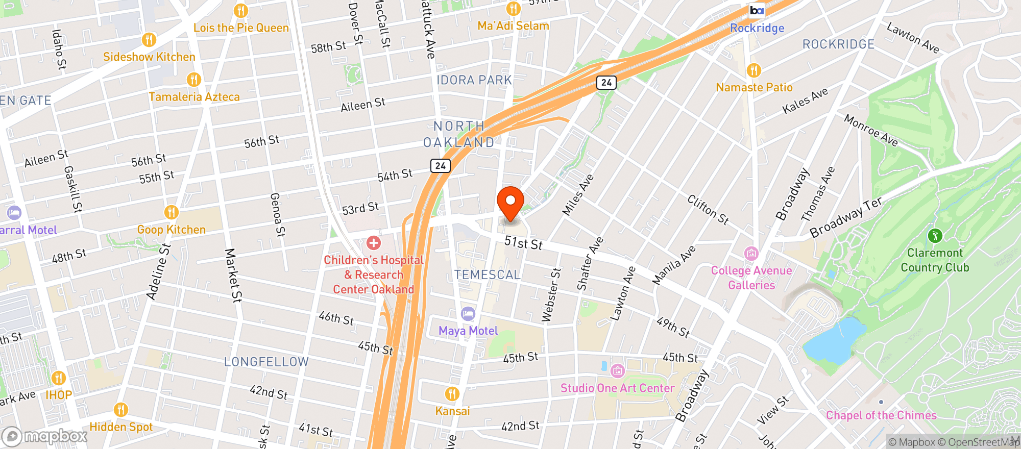 Map showing Whole Foods Market - Temescal