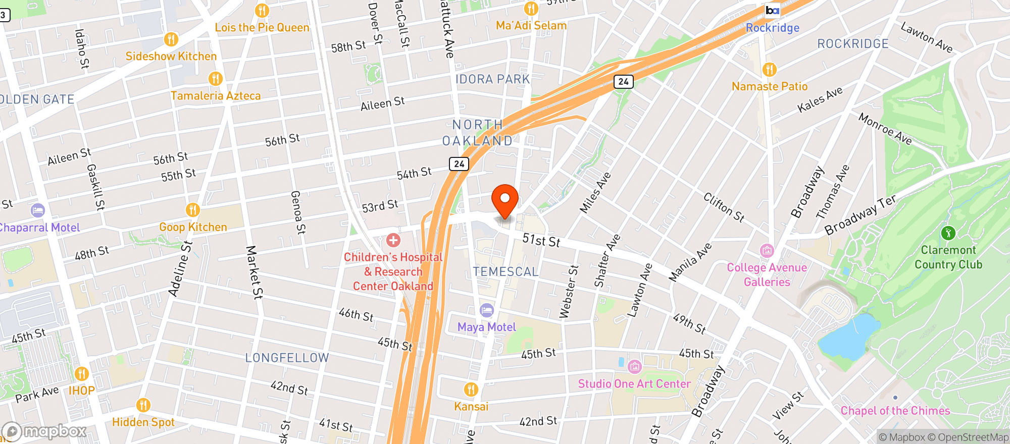 Map showing Temescal Produce Market