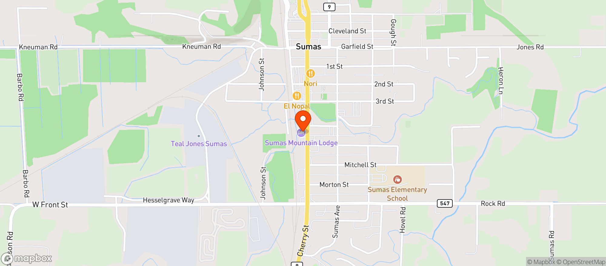 Map showing Bobs Burgers & Brew