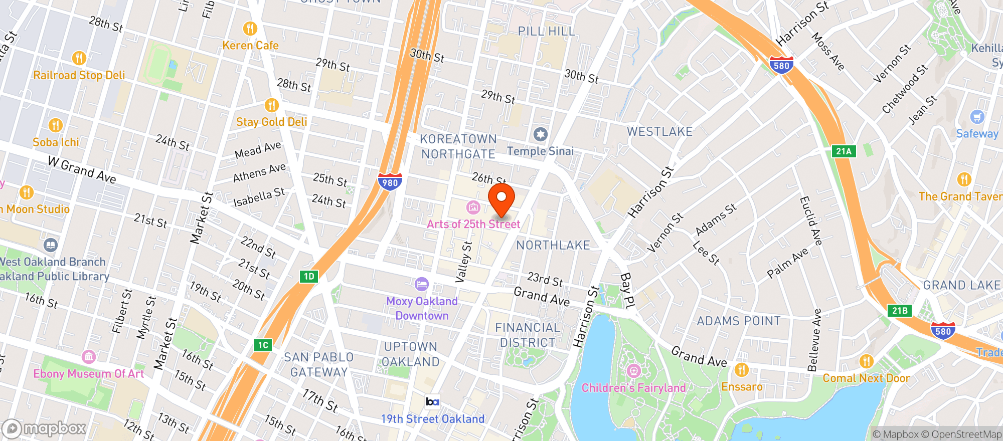 Map showing Kissel Uptown Oakland