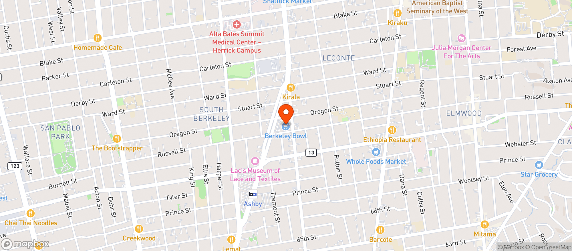 Map showing Berkeley Bowl Produce #1420
