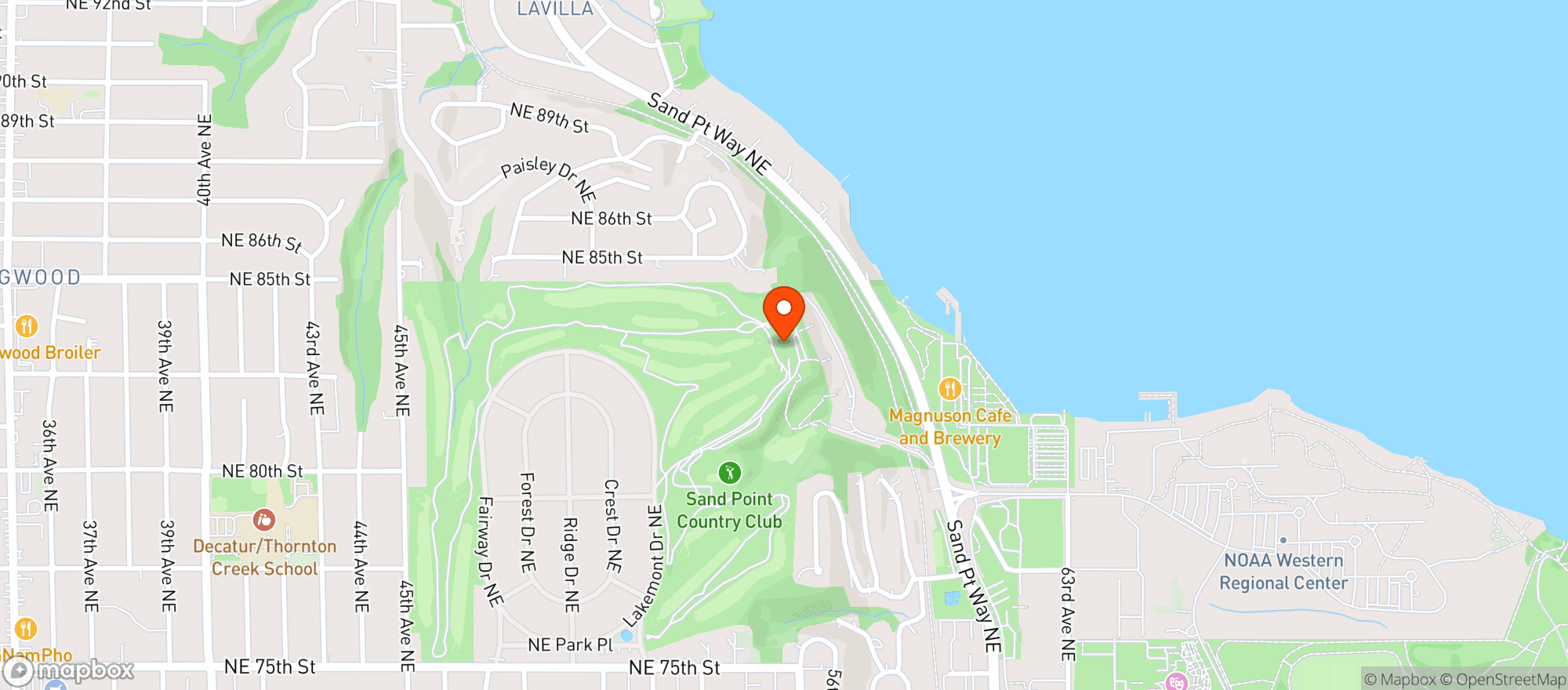 Map showing Sand Point Country Club