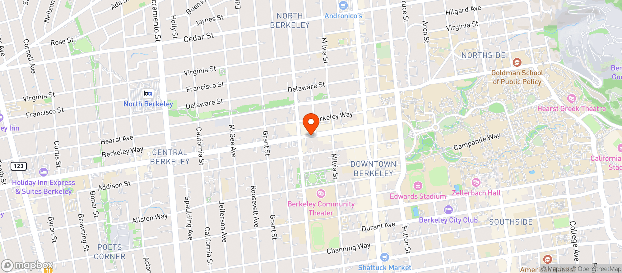 Map showing Stop and save market - Berkeley