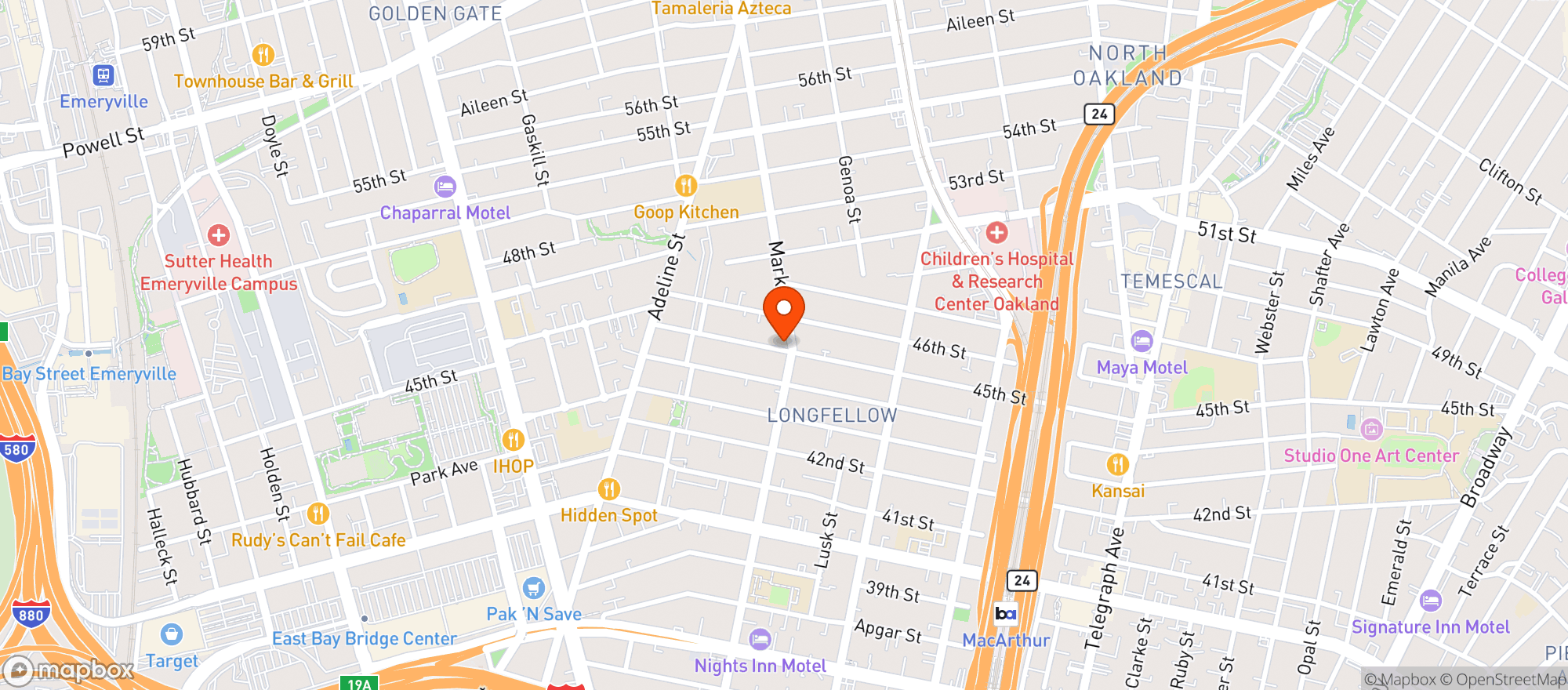 Map showing Northside Market Oakland