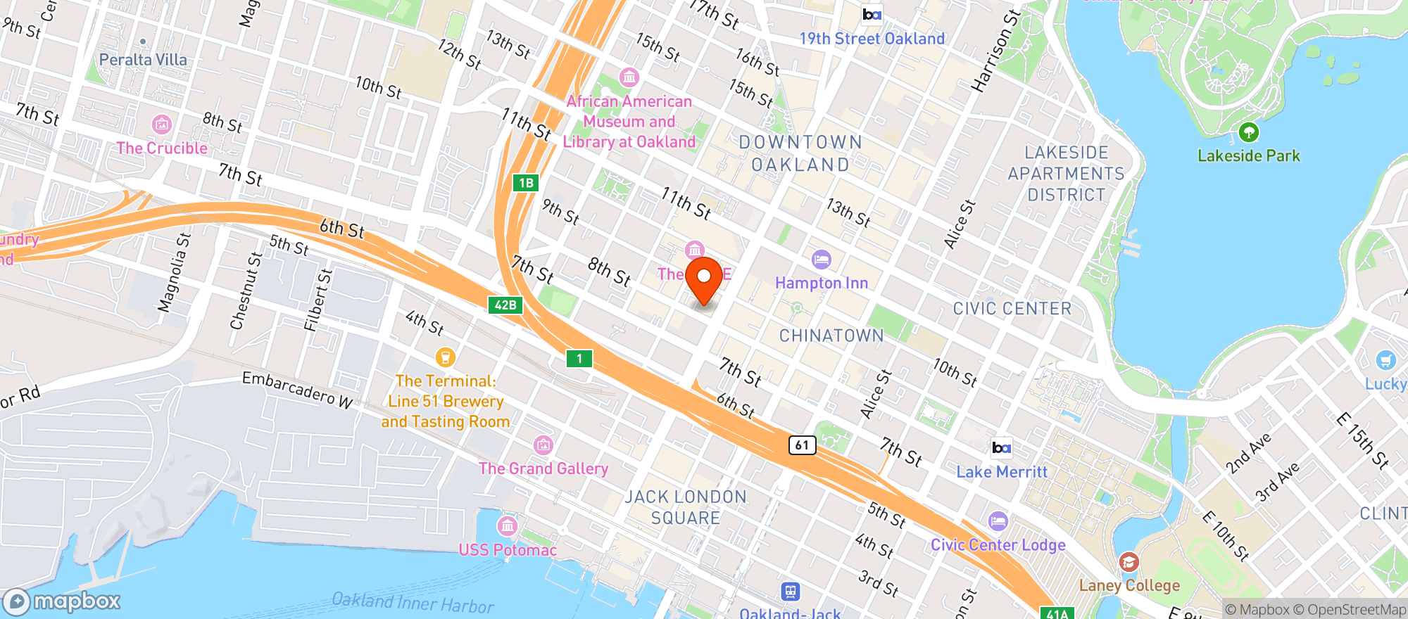 Map showing Sante Adairius Oakland