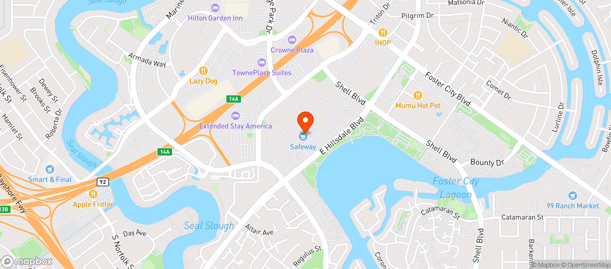 Map showing Safeway