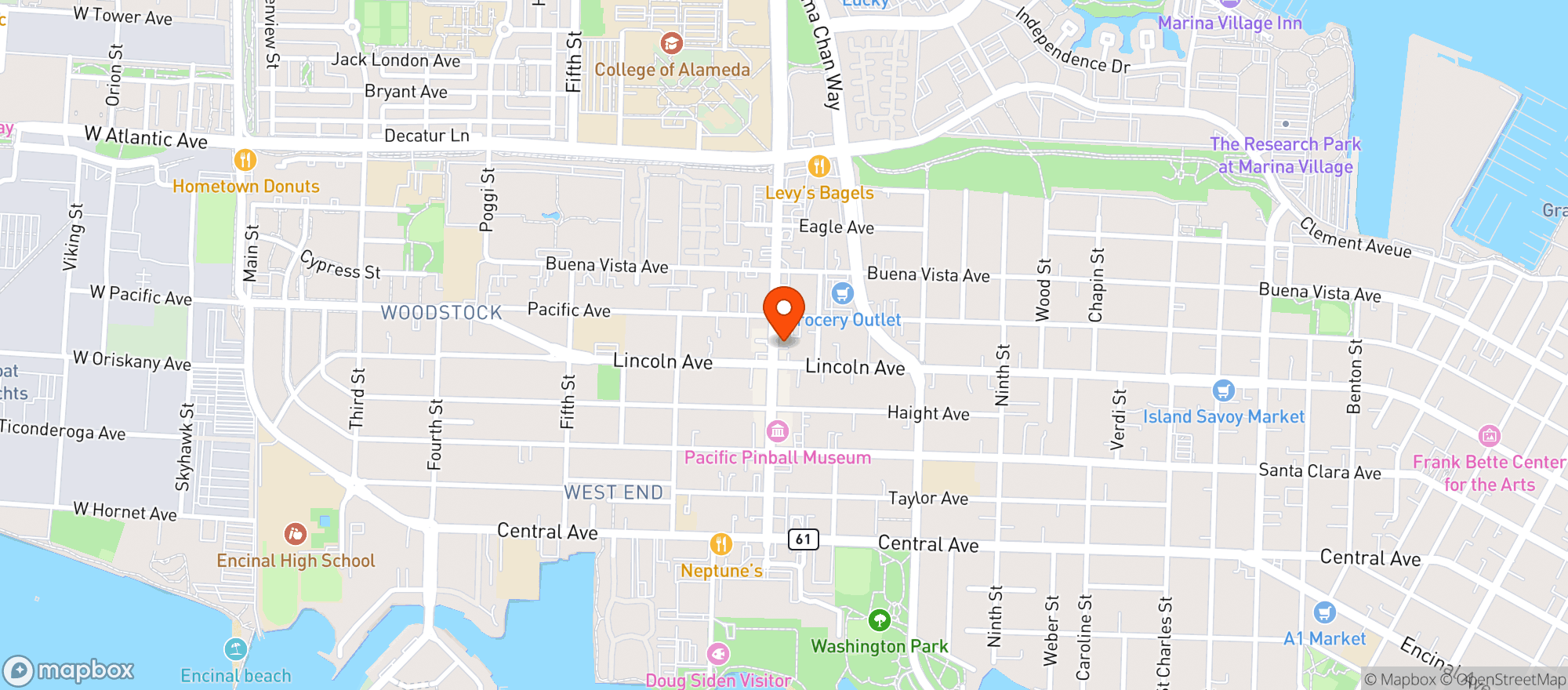 Map showing EMBARC ALAMEDA
