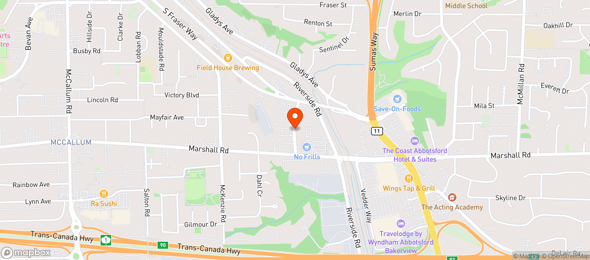 Map showing Silver Hills Bakery