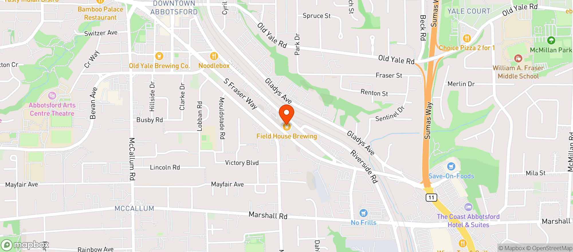 Map showing Field House Brewing Co