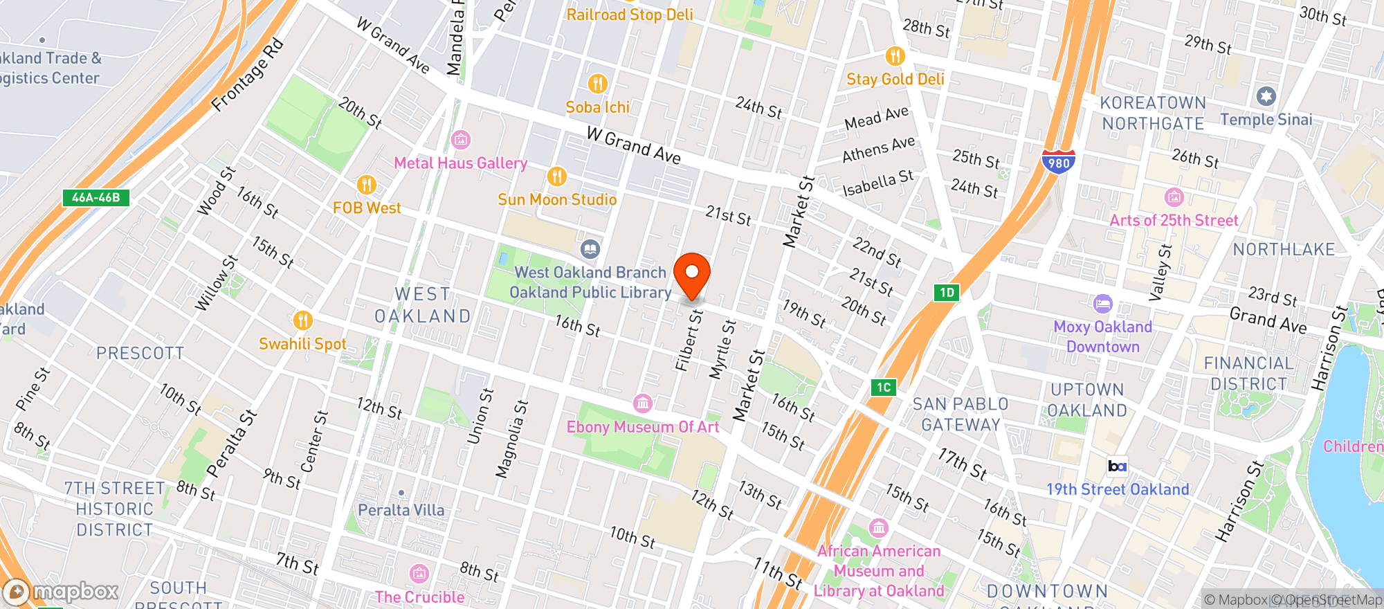 Map showing Oakland Market