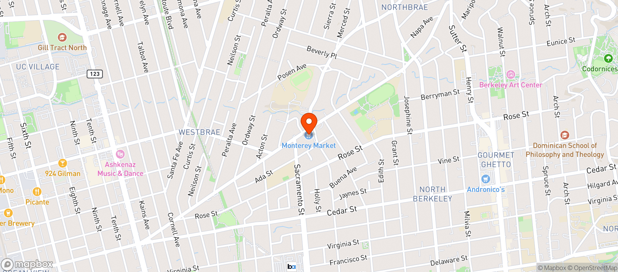 Map showing Monterey Market Inc