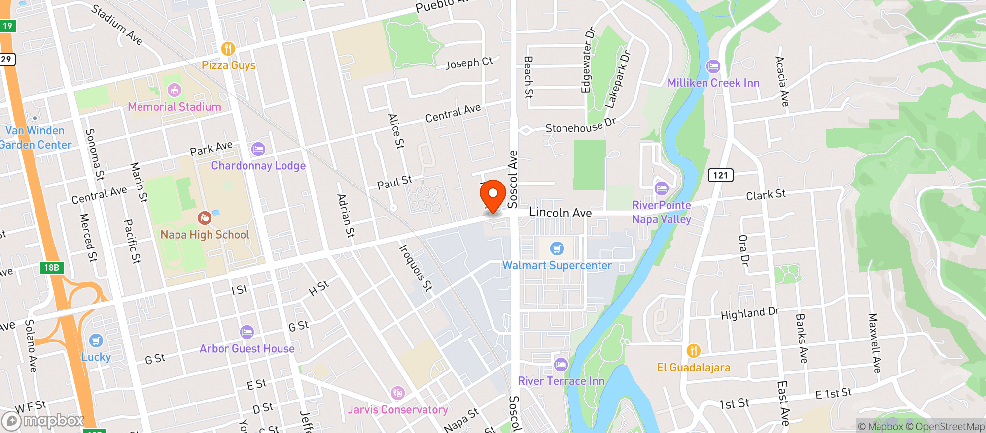 Map showing Napa Wine & Spirits