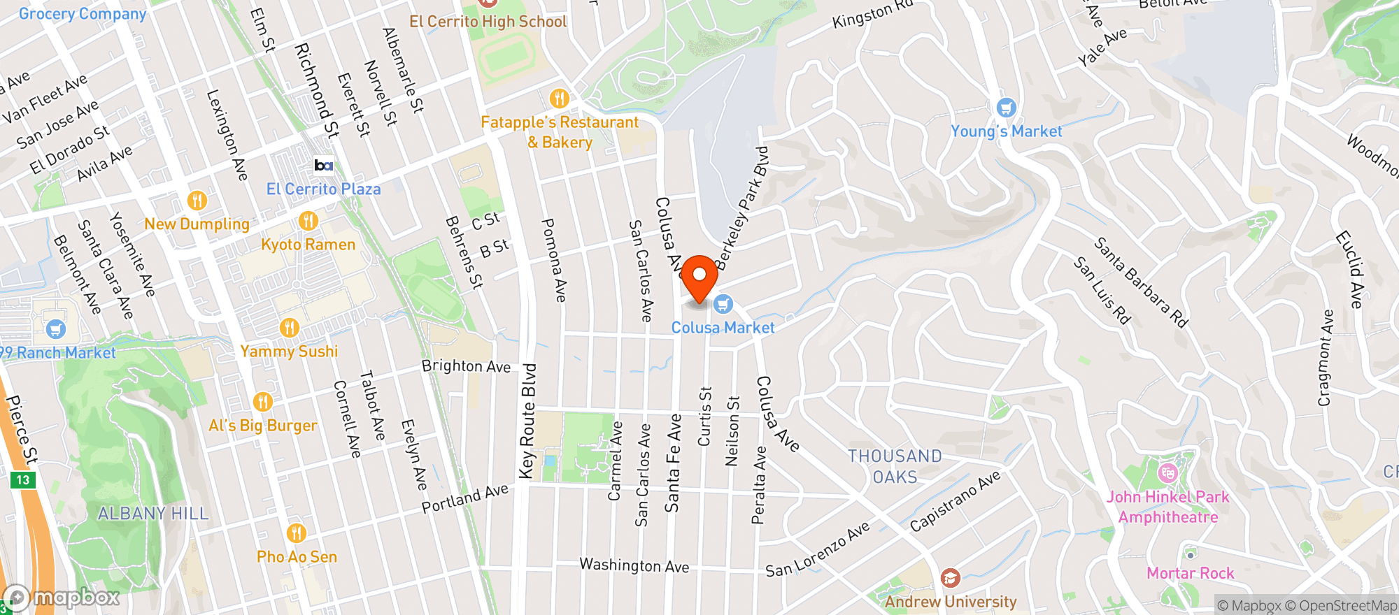 Map showing Benchmark Pizzeria