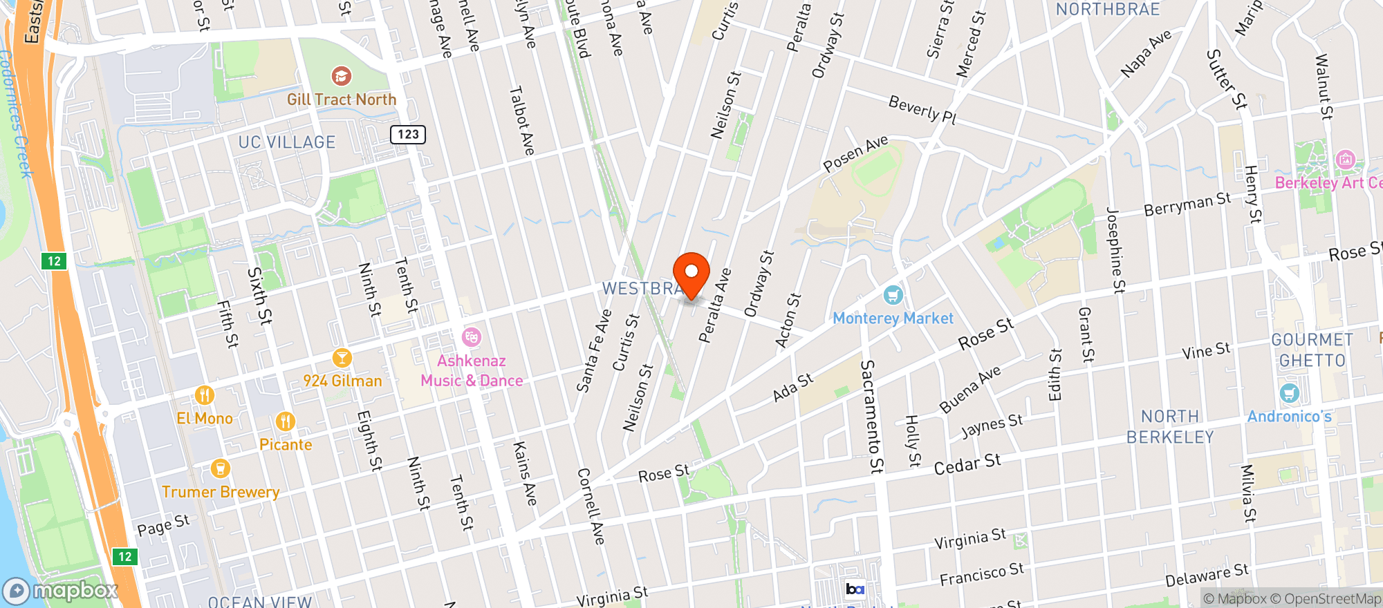 Map showing Natural Grocery Company (Berkeley) - 00635002