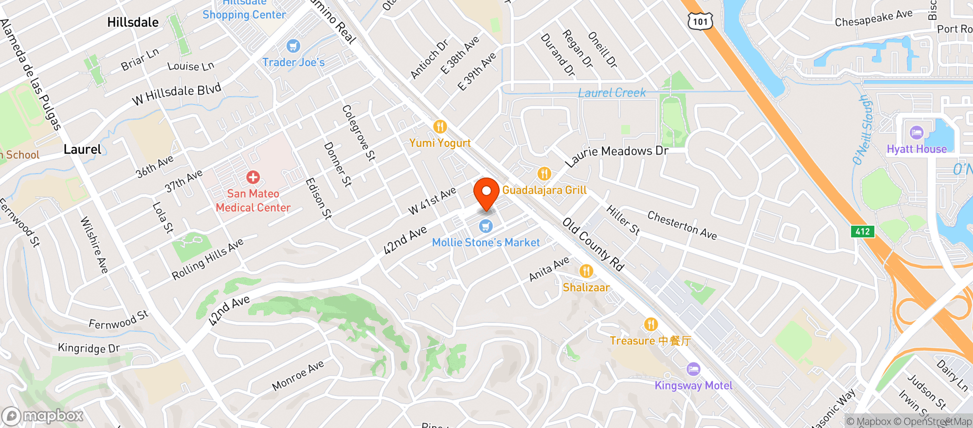 Map showing Mollie Stone's Markets - Mollie Stones Markets (San Mateo) - 00808007