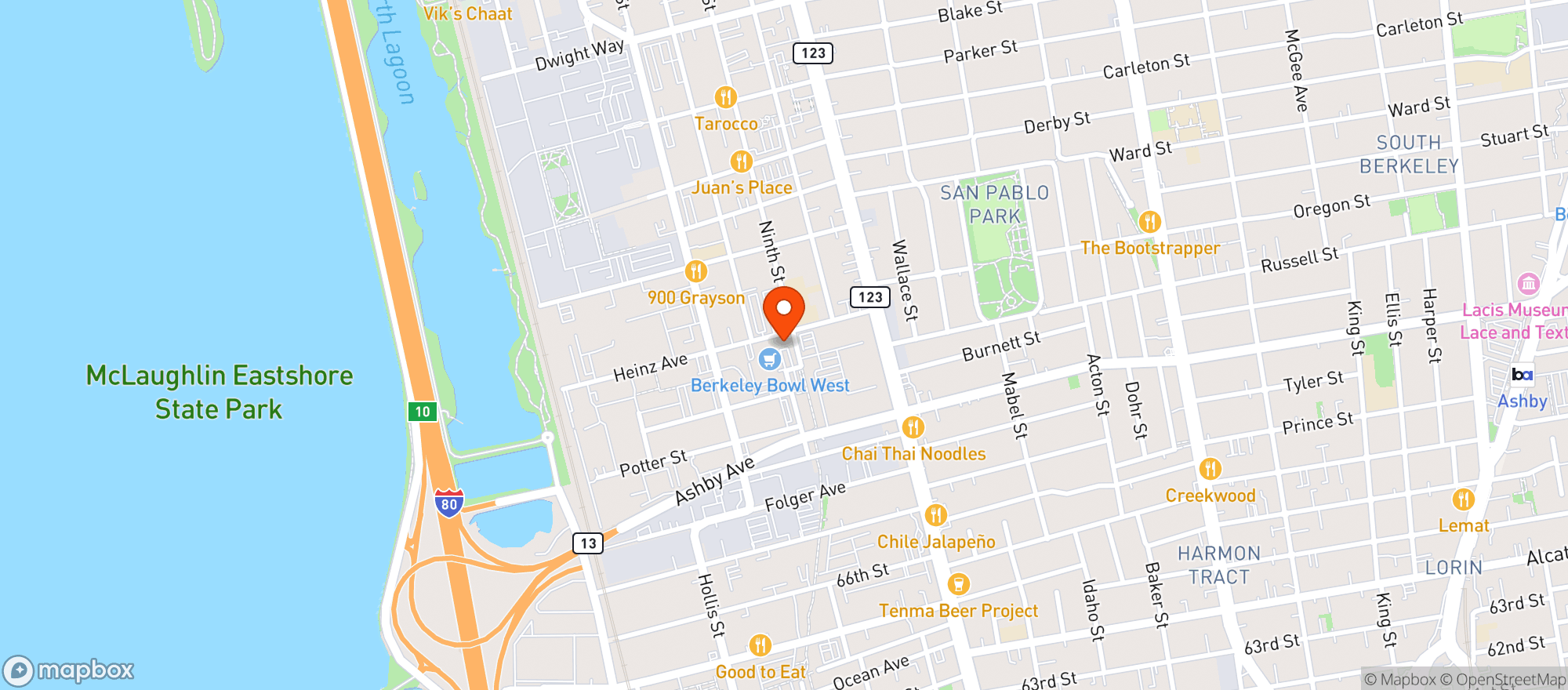Map showing Berkeley Bowl West #14281