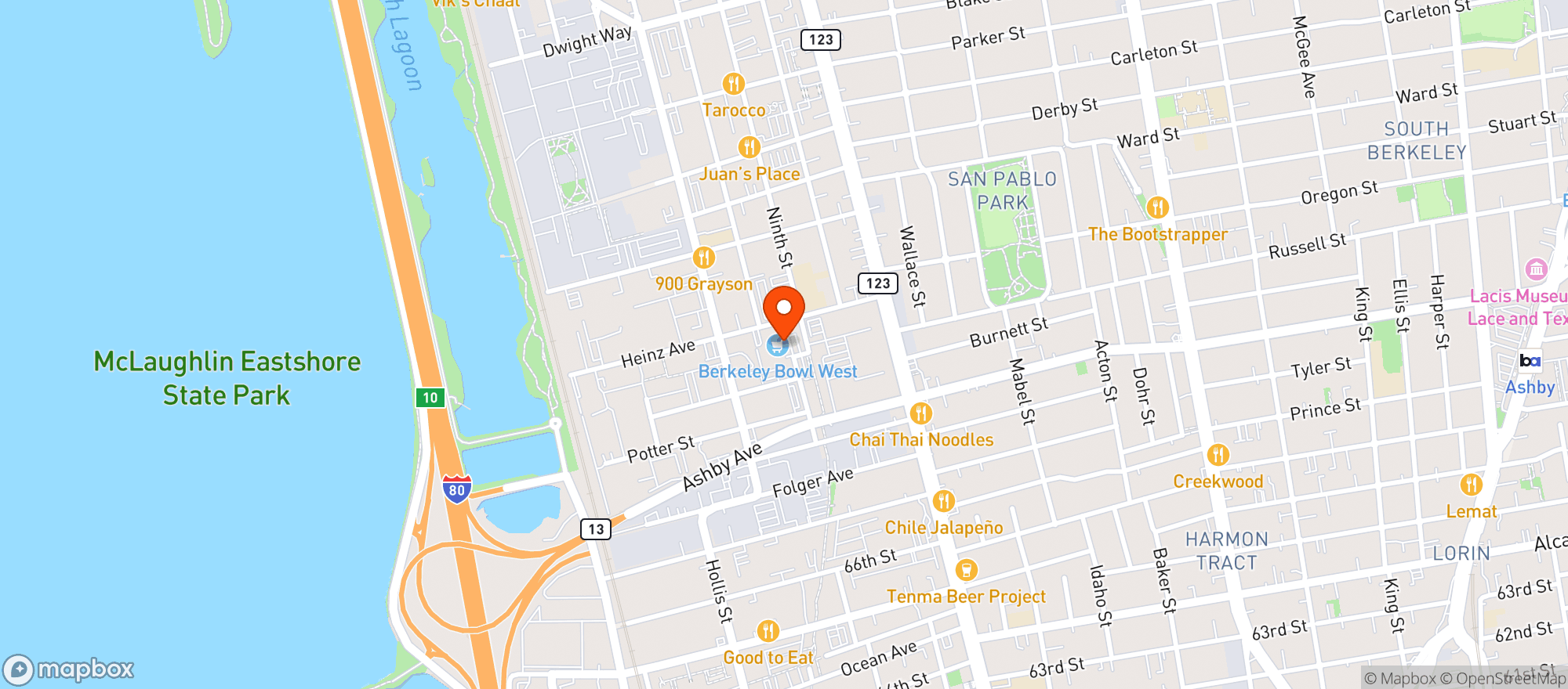 Map showing BERKELEY BOWL WEST