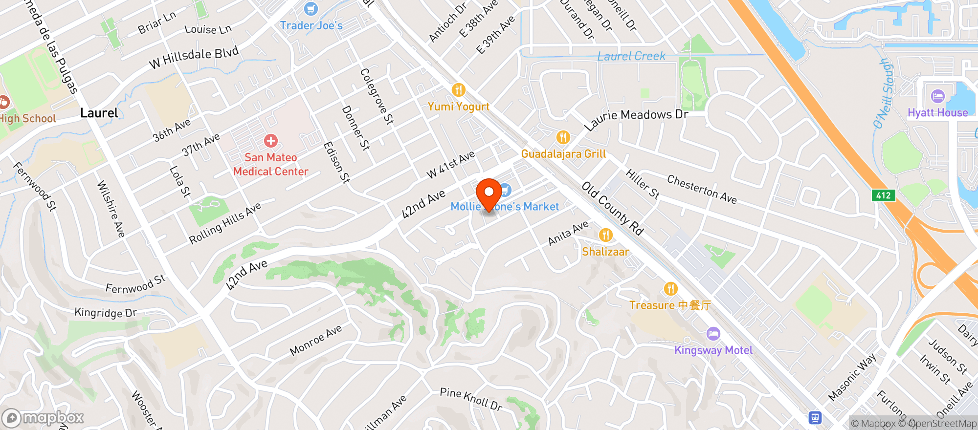 Map showing Bel Mateo Bowl