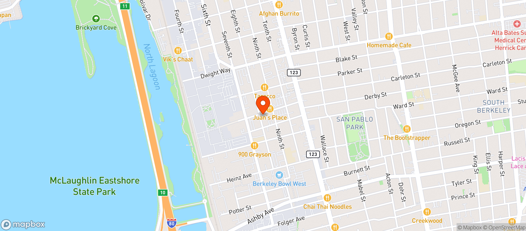 Map showing Cafe© Bolita
