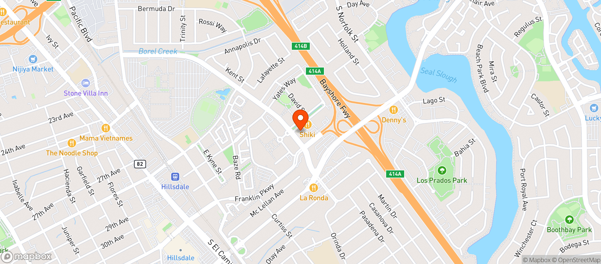 Map showing Whole Foods Market (San Mateo)
