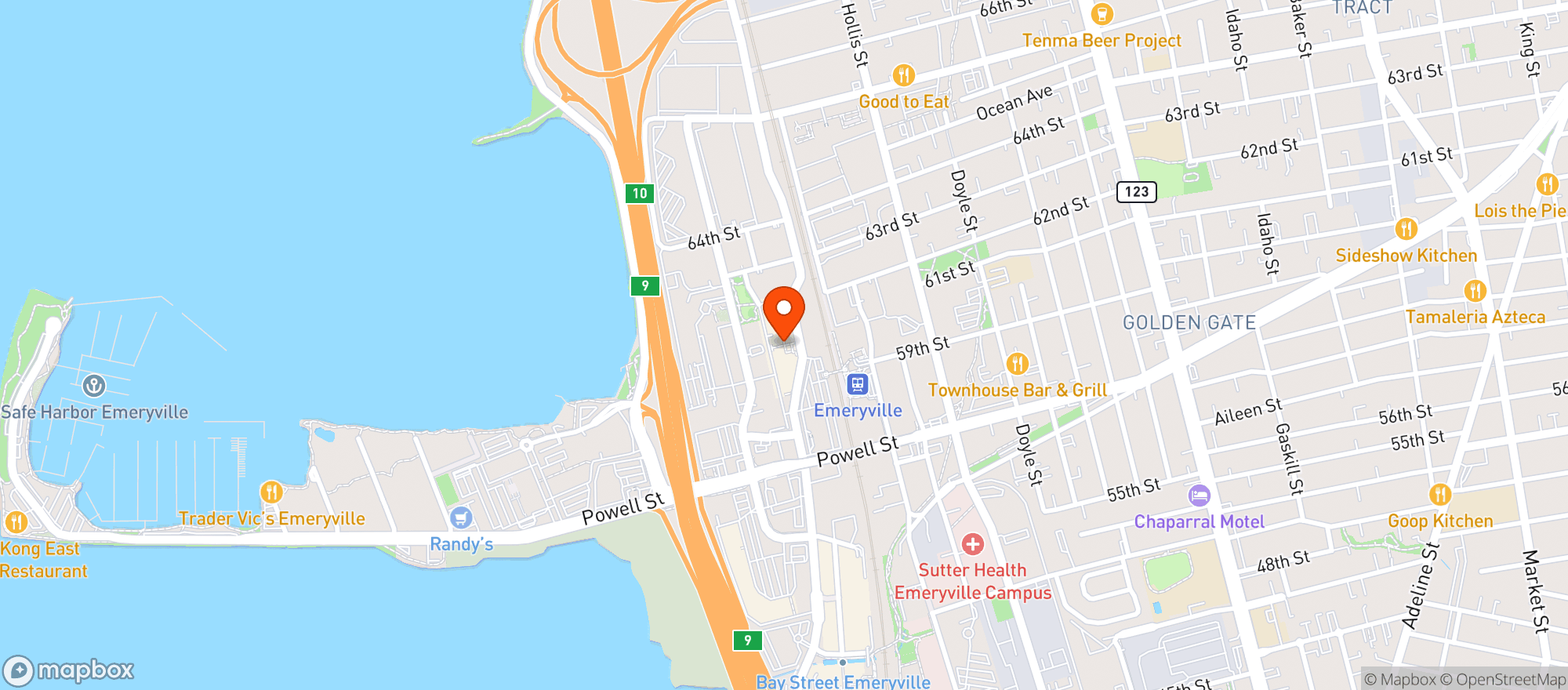 Map showing JAYNA GYRO Emeryville