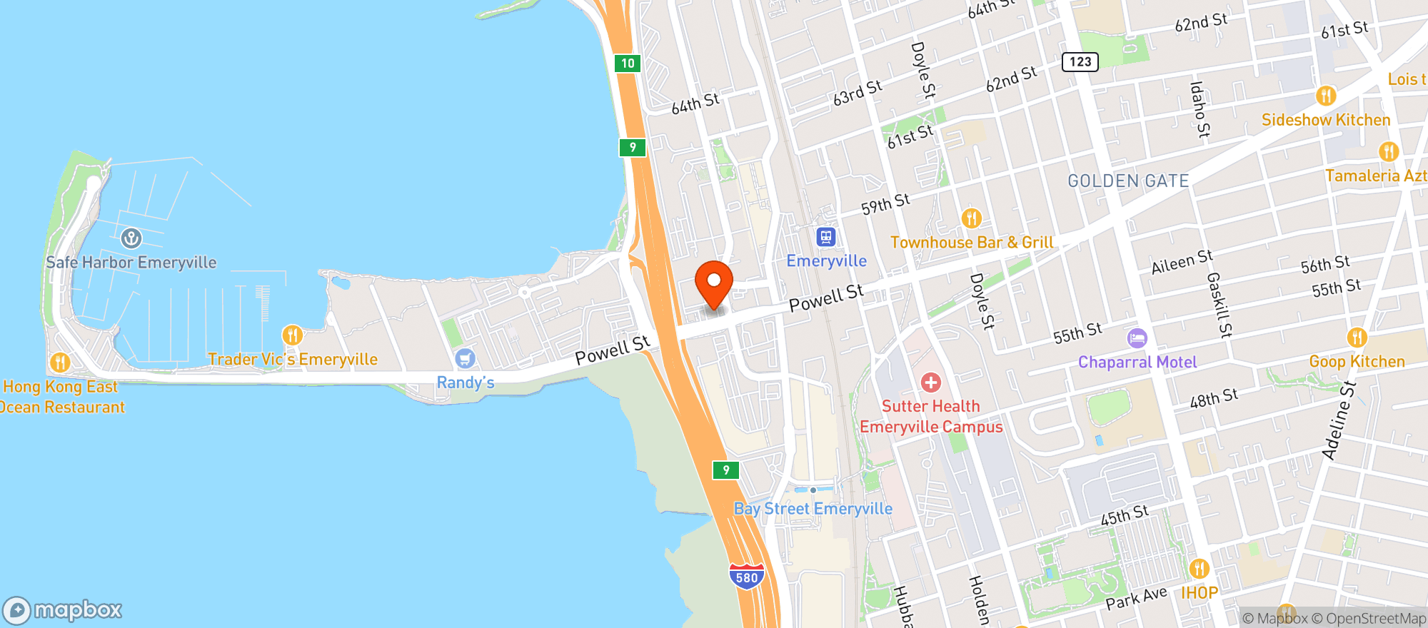 Map showing 76 Emeryville - Emeryville