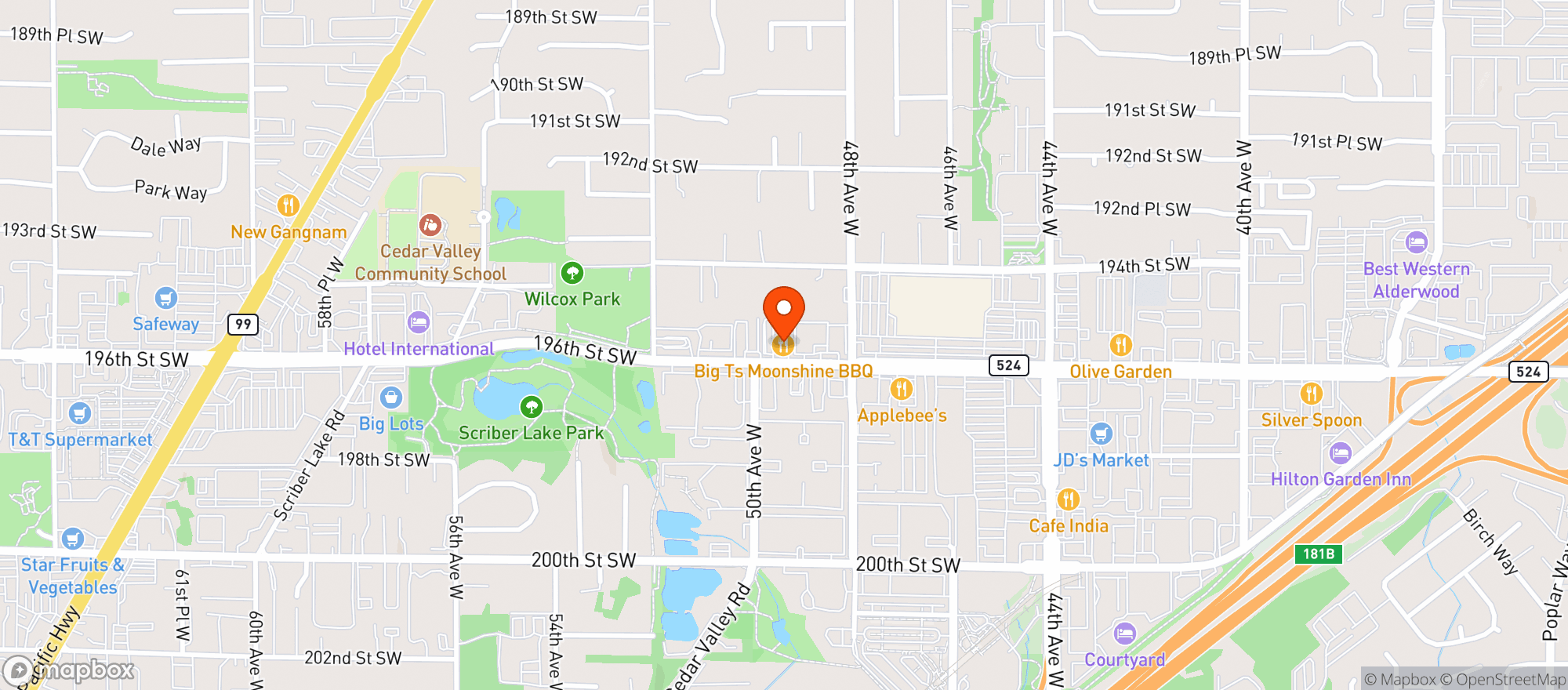 Map showing Moonshine Bbq