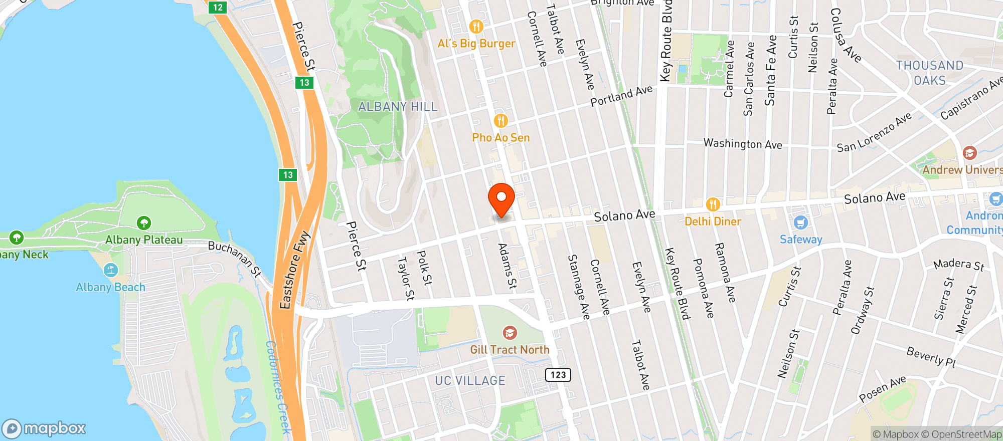Map showing Bay Area Brain Spa