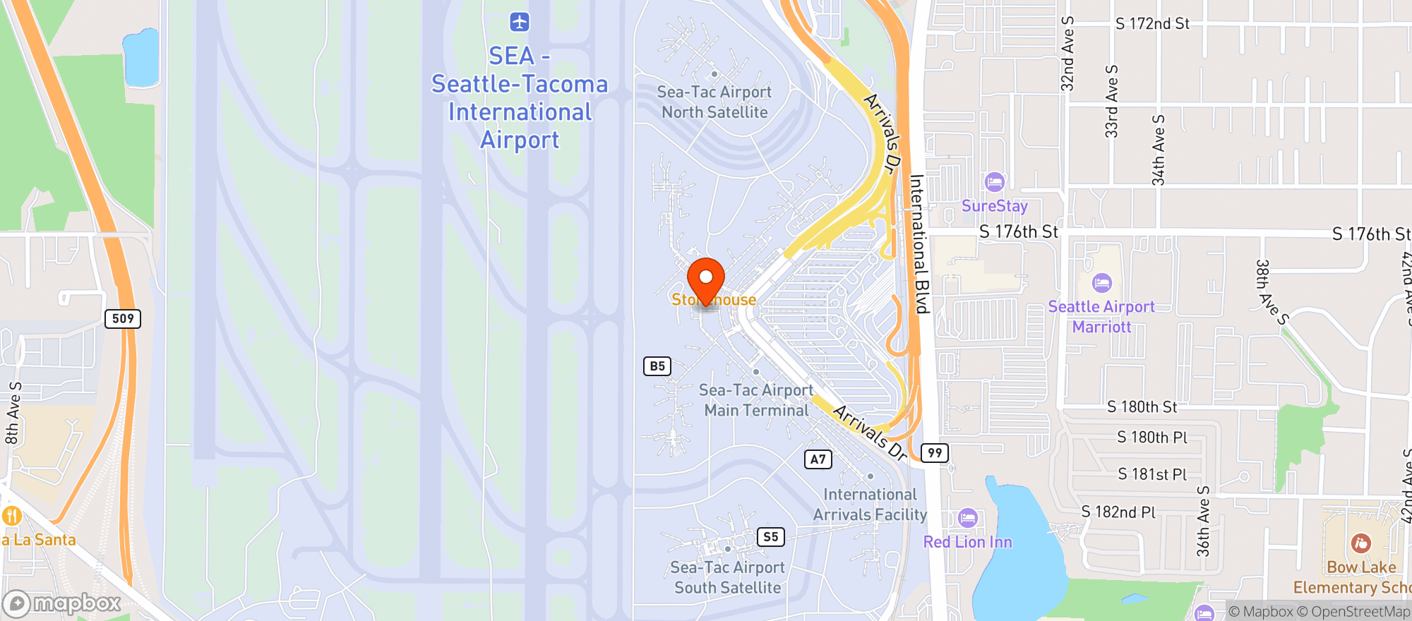 Map showing Amex Centurion Lounge
