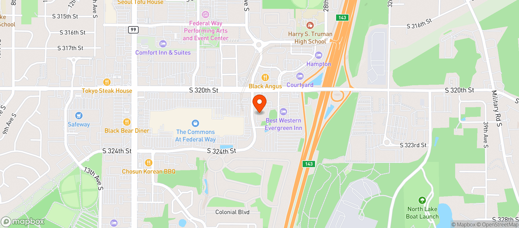 Map showing Mary Jane’s House of Glass - Federal Way