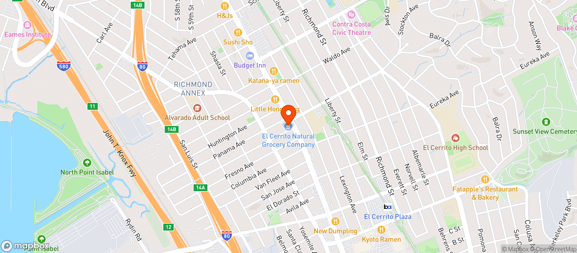 Map showing Natural Grocery Company (El Cerrito) - 00635001