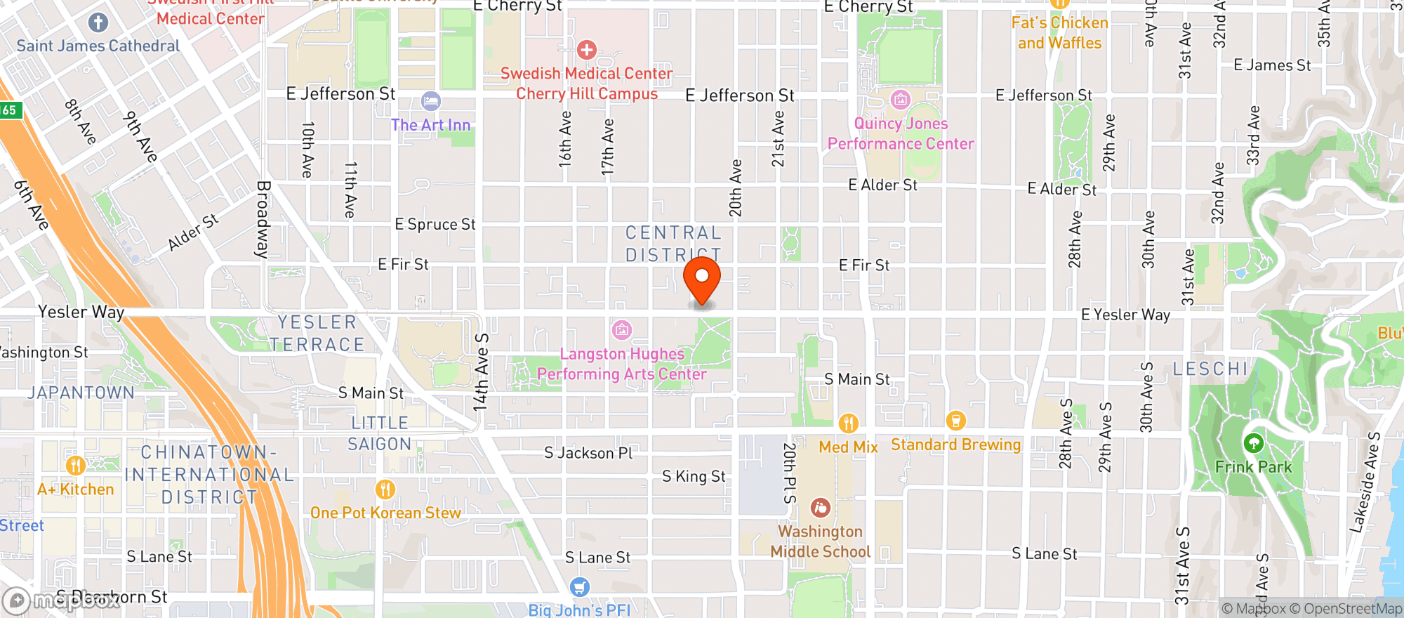 Map showing East Yesler Grocery