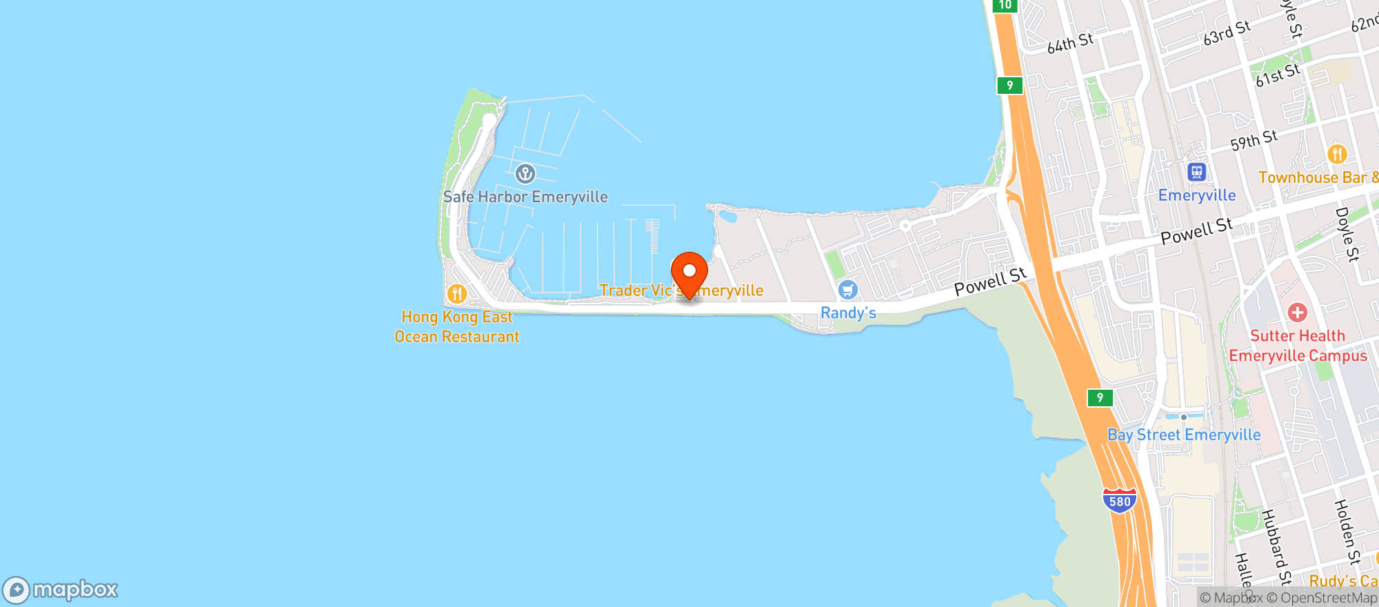 Map showing Trader Vic's Emeryville