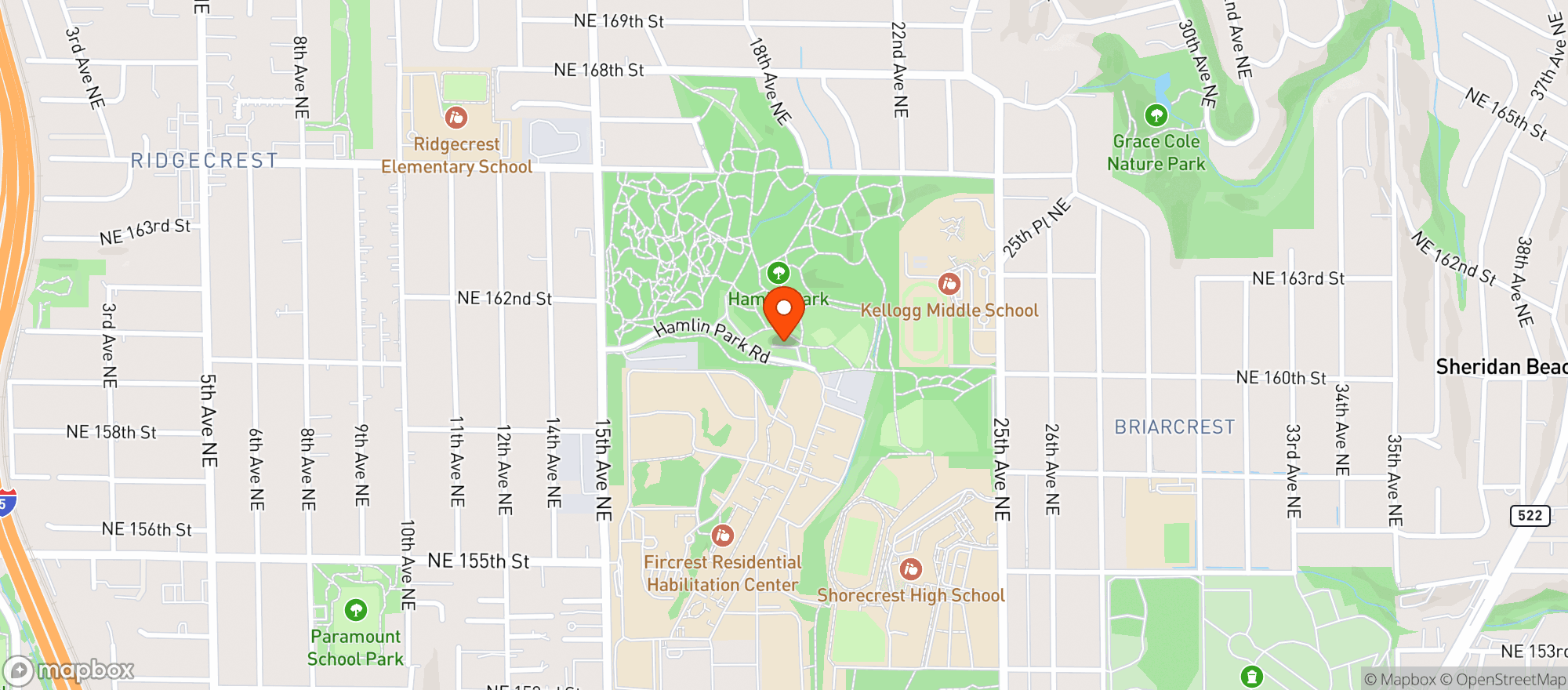 Map showing Hamlin Park