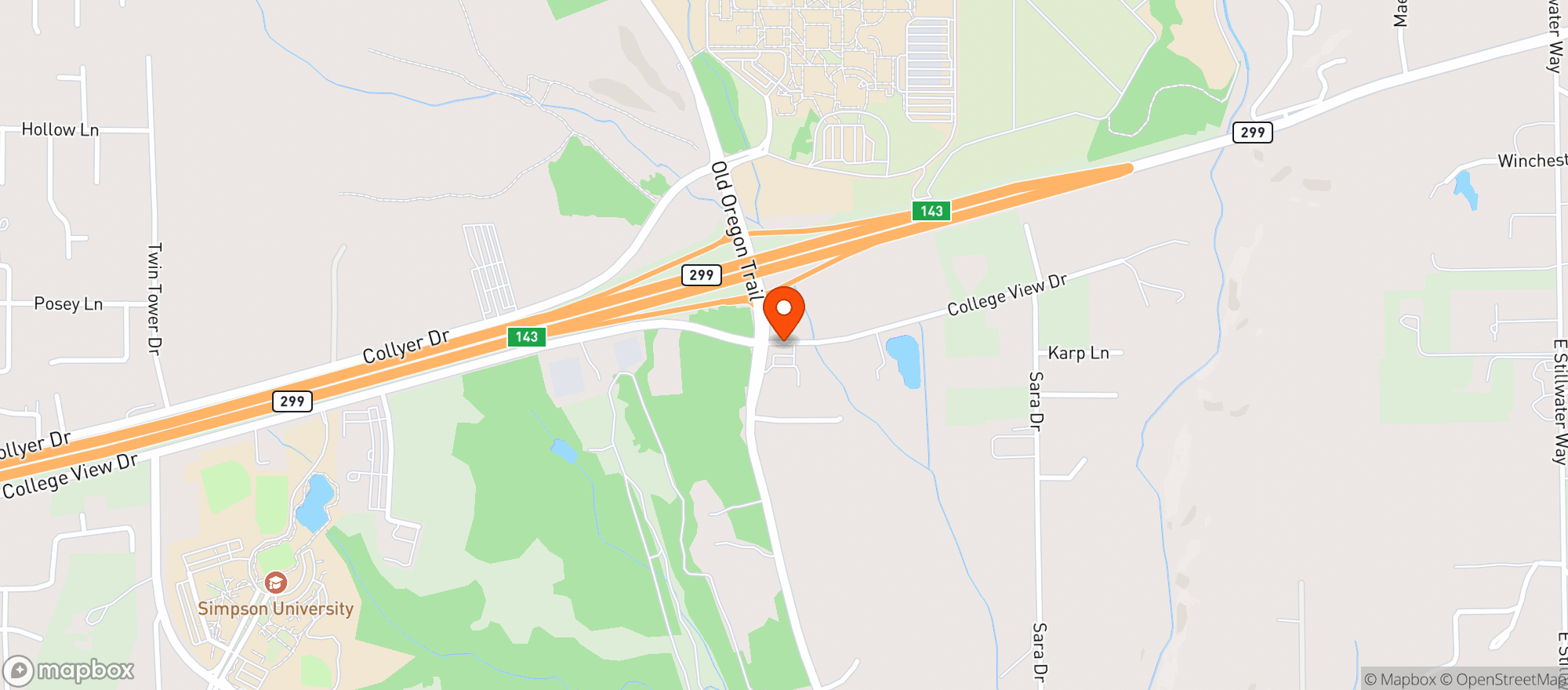 Map showing College Knights Mini Mart