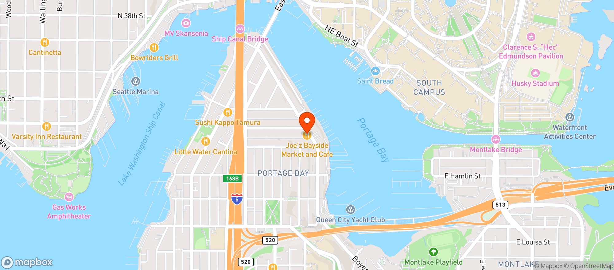 Map showing Joe`z Bayside Market & Cafe