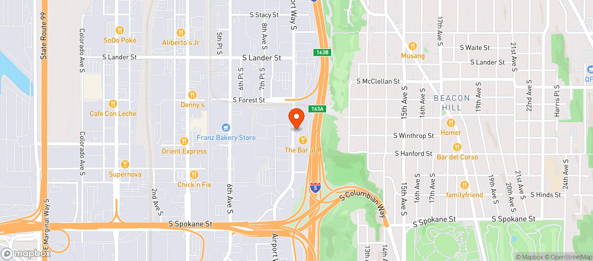 Map showing The Mountain Room Bar At The R