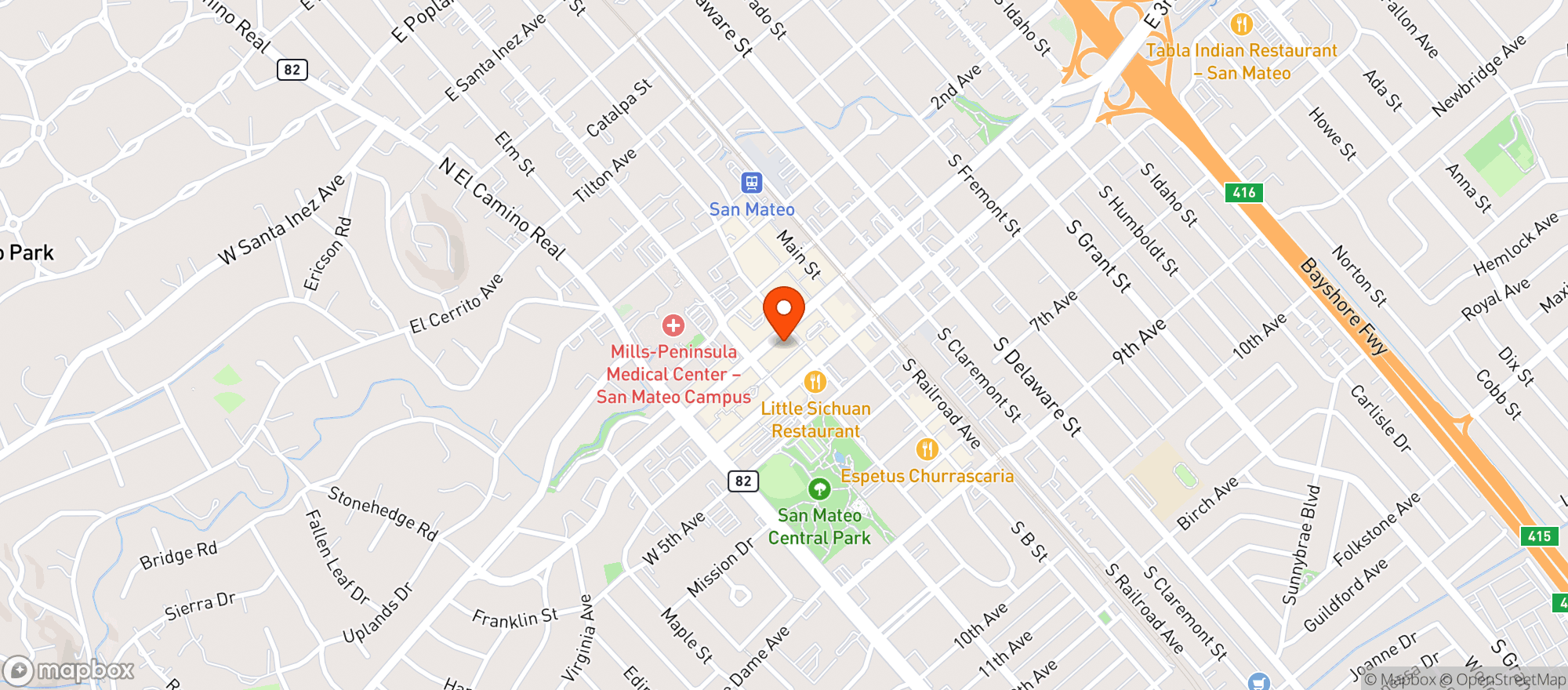 Map showing San Mateo Prime