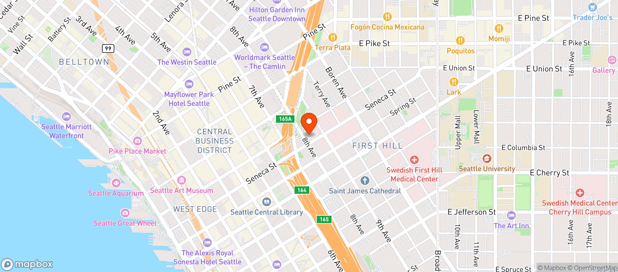 Map showing A Pizza Mart Bar & Grill