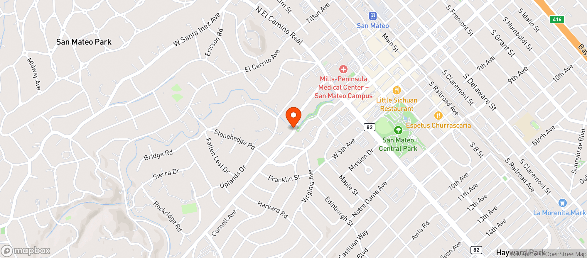 Map showing Safeway - San Mateo