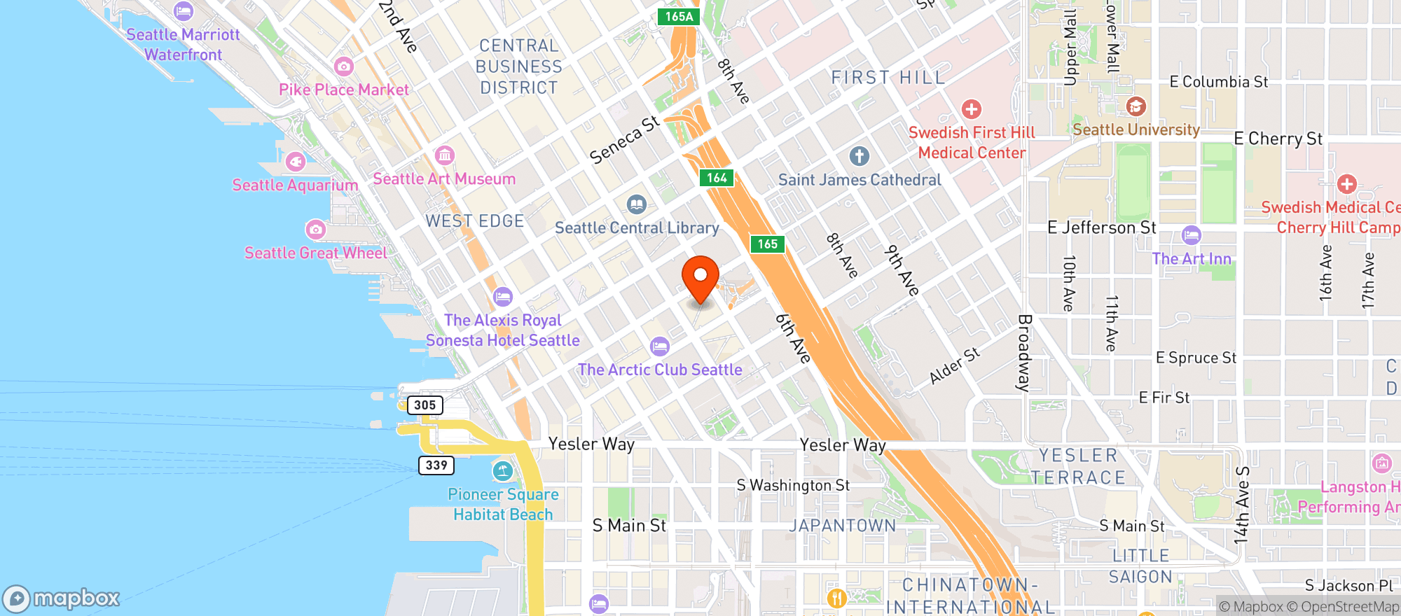 Map showing Columbia Tower Club #454