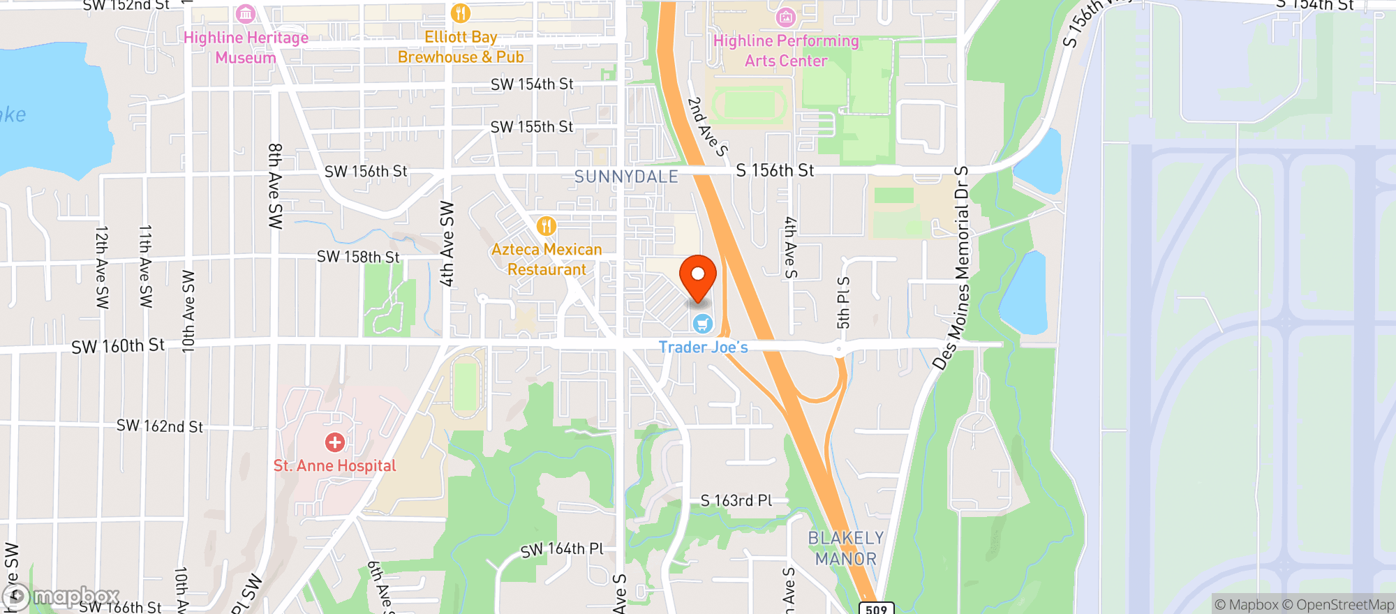 Map showing Burien Liquor Wine