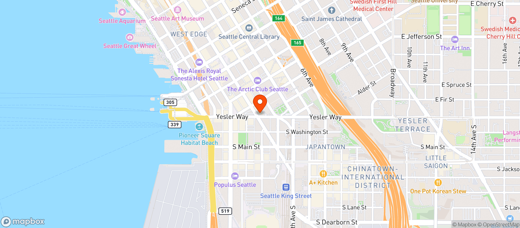 Map showing Smith Tower Temperance #71833-000
