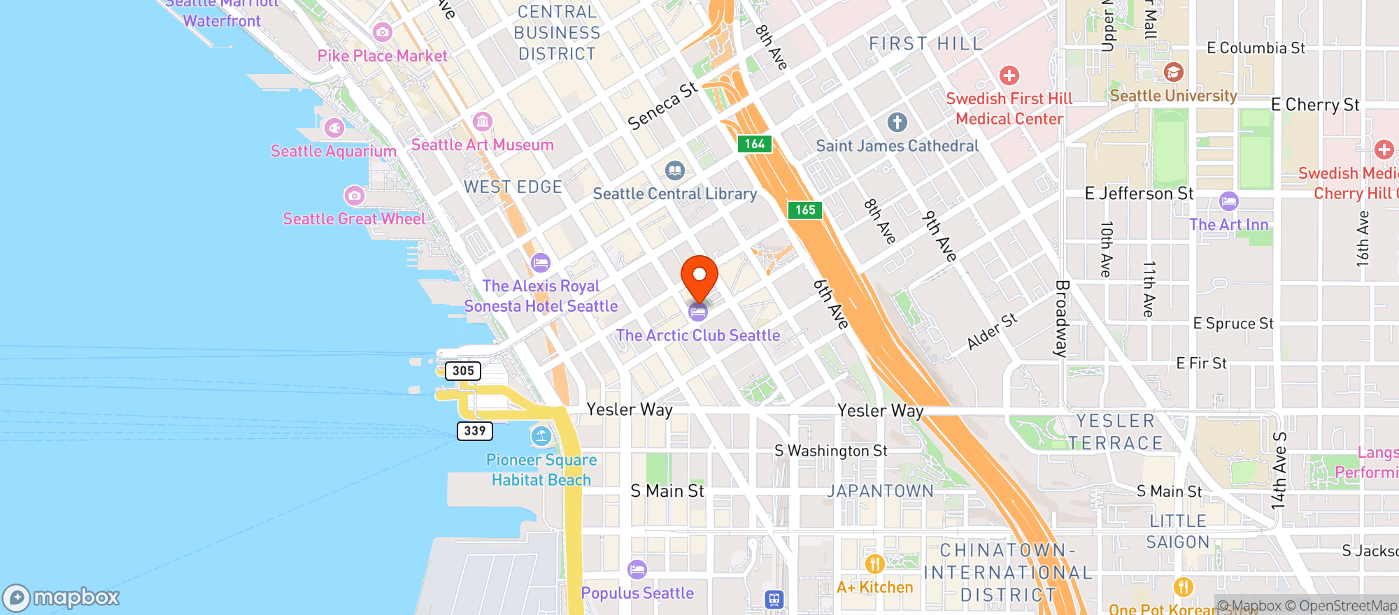 Map showing Artic Club Seattle
